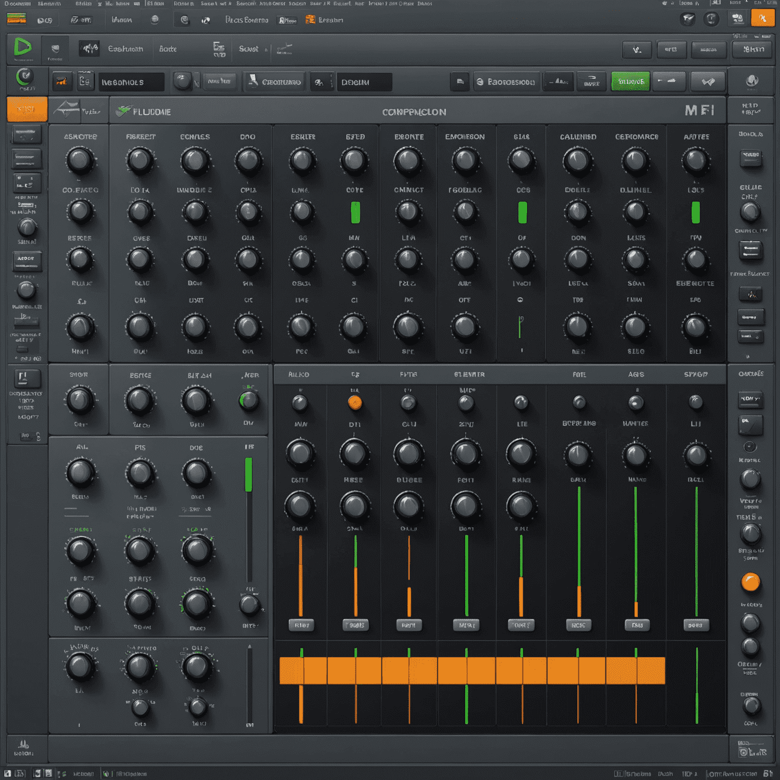 FL Studio interface showing sidechain compression setup with highlighted compressor and routing